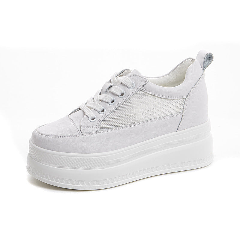 Neue Stil Rindsleder Mesh Casual Schuhe Trifle Bottom Wedge Heel Damen Einzelschuhe