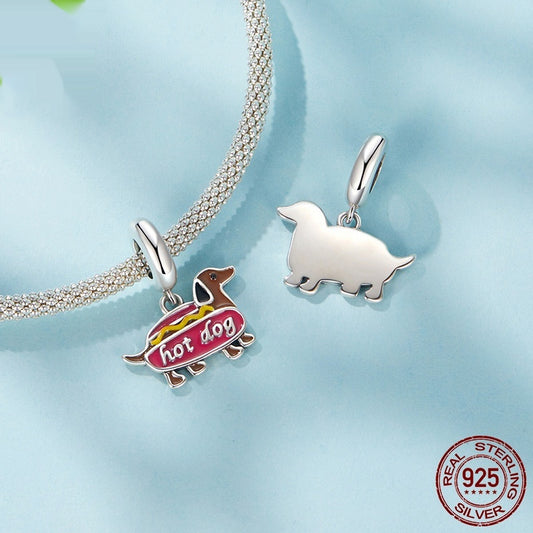 Sausage Dog Pendant S925 Silver Bead Accessories