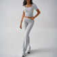 Sport Ombelico T-shirt Pantaloni Lunghi Tuta Abbigliamento Donna