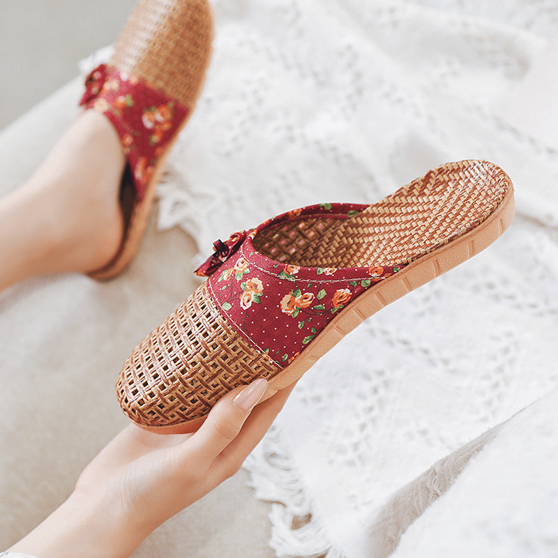 Pantofole in rattan, lino, bambù, erba, lino, silenziose e antiscivolo