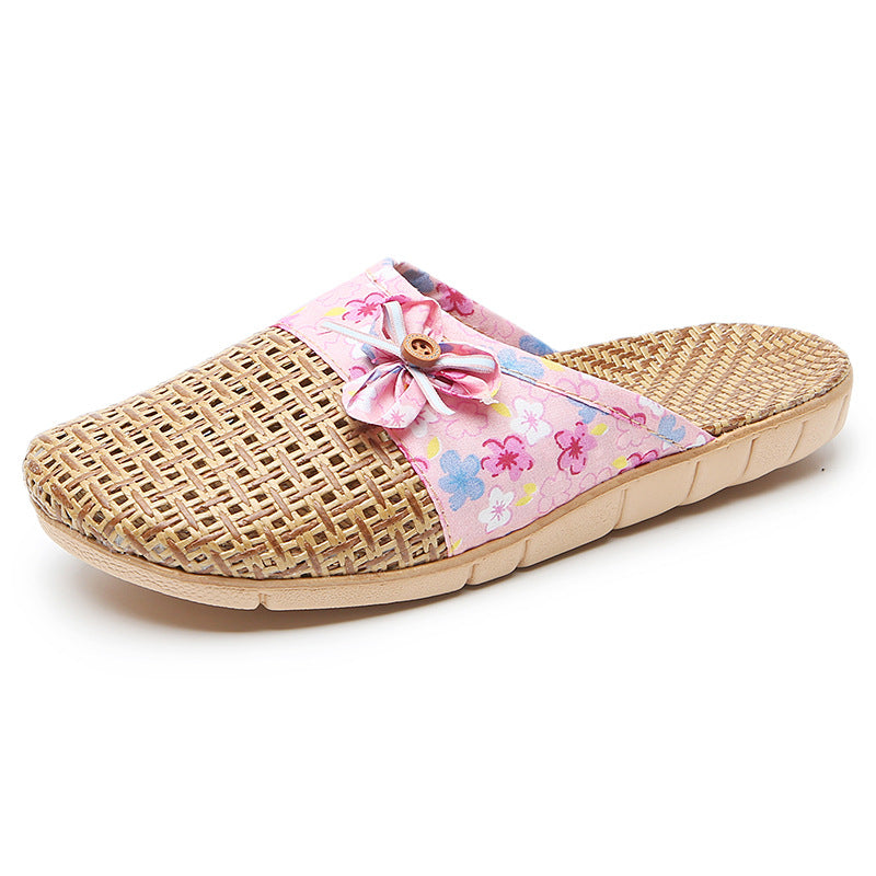 Pantofole in rattan, lino, bambù, erba, lino, silenziose e antiscivolo