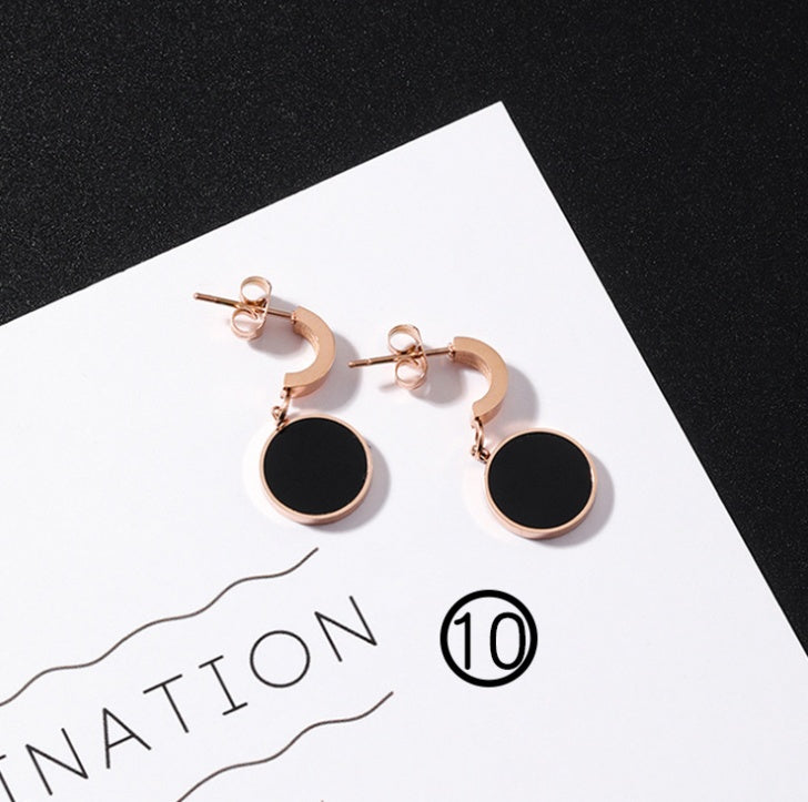 orecchini in acciaio al titanio temperamento triangolo orecchini geometrici rotondi