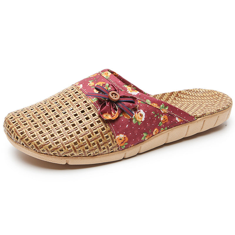 Pantofole in rattan, lino, bambù, erba, lino, silenziose e antiscivolo