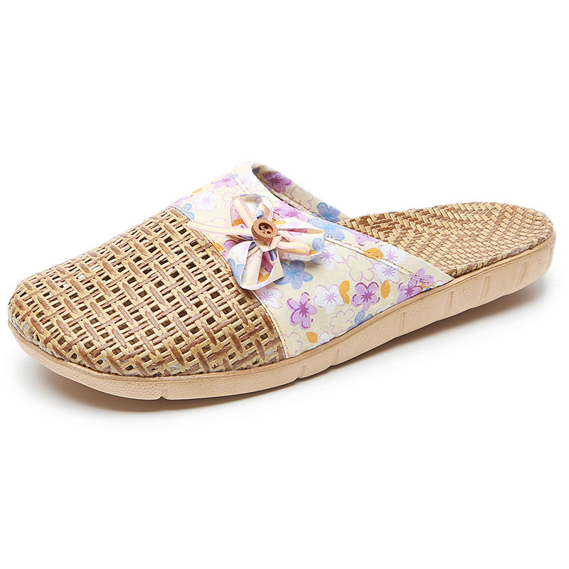 Pantofole in rattan, lino, bambù, erba, lino, silenziose e antiscivolo