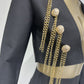 Bandage Suit Button Chain Long Sleeve Top Skirt