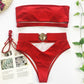 Ladies split swimsuit with metal buckle