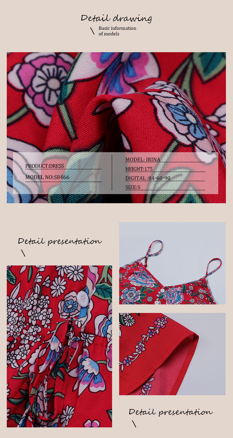 Abito stampato con scollo a V da donna