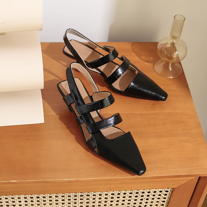 Scarpe con tacco a spillo e punta in pelle da donna