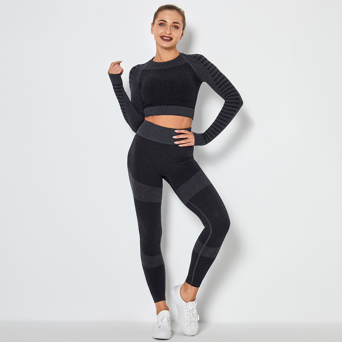 Seamless knitted high-stretch yoga sleeve slim long sleeves