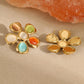 Bunter Opal Hammered Flower Ohrringe Anzug