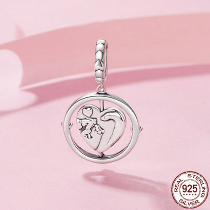 Anhänger „Eine Familie aus drei“ aus 925er Silber mit Herz-Perlen