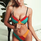 Solid color stitching bikini