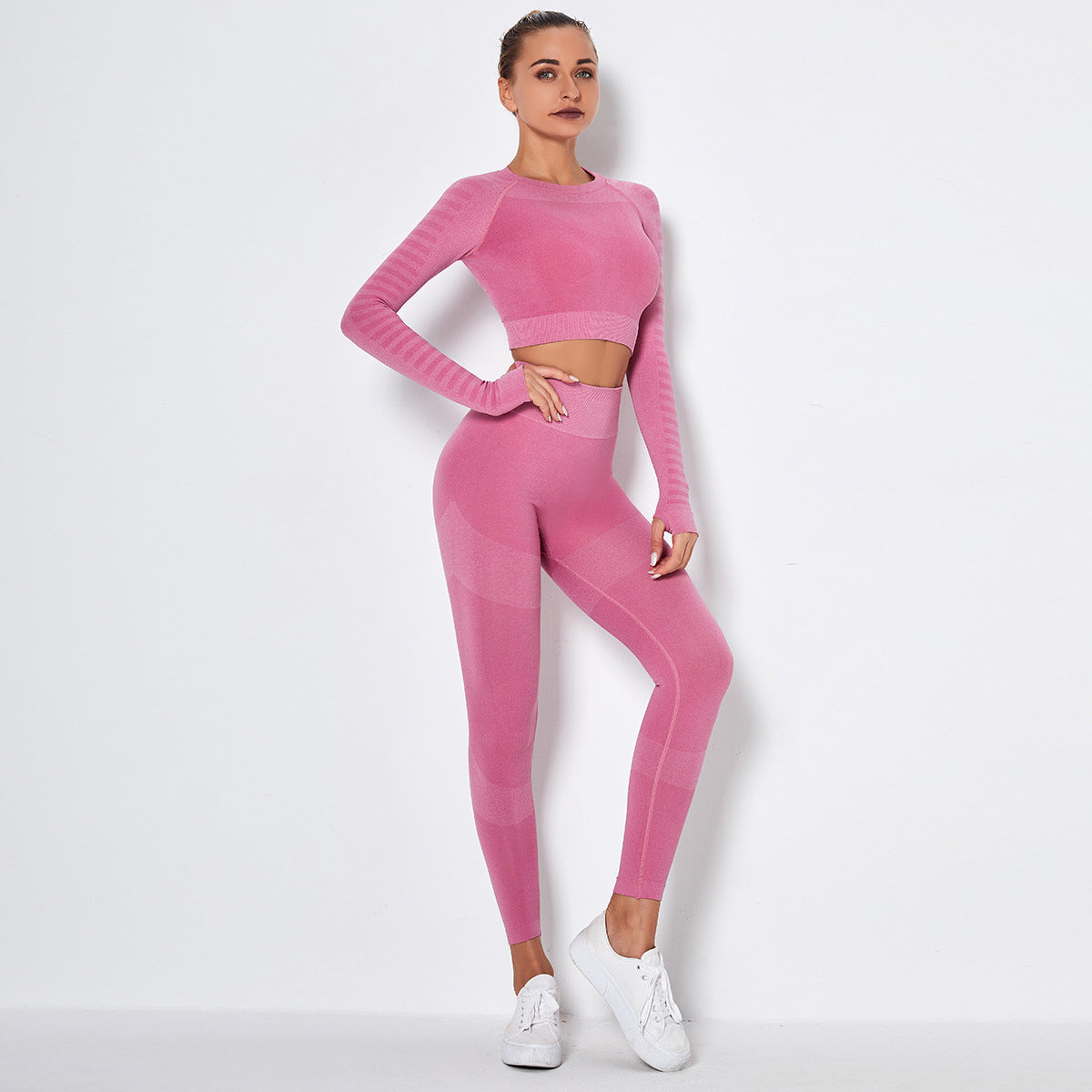 Seamless knitted high-stretch yoga sleeve slim long sleeves