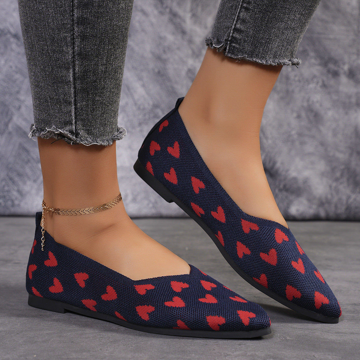 Flache Freizeitschuhe Leichte Strick-Damenschuhe