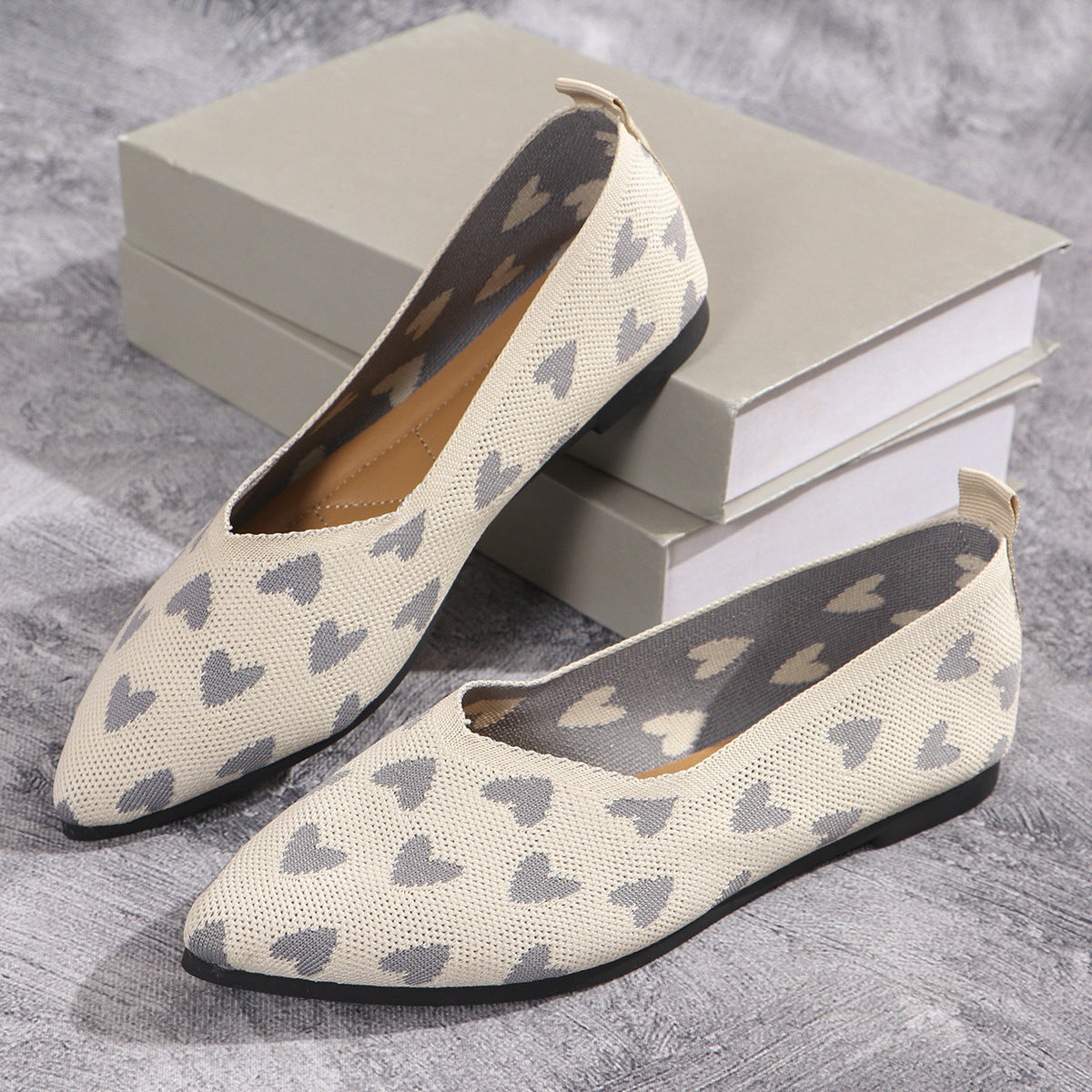 Flache Freizeitschuhe Leichte Strick-Damenschuhe