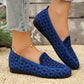 Scarpe basse con punta rotonda stampata, scarpe casual alla moda, traspiranti, in maglia, mocassini per donna