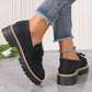 Mocassini con fibbia alla moda per le donne, stile britannico, scarpe casual con suola spessa e aumento dell'altezza