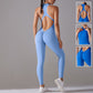 Solide Beauty-back Lange Hosen Jumpsuit Yoga Fitness Running Dance Slim Bodysuit Damen Sportbekleidung
