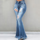 Pantaloni svasati in denim slim fit