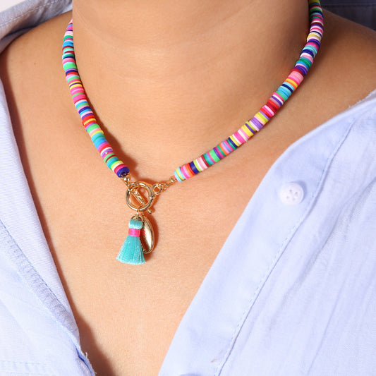 Collana di conchiglie bohémien con nappa femminile e collana dolce e selvaggia
