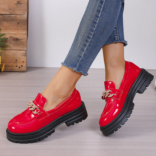 Scarpe in pelle retrò casual in stile britannico per le donne