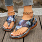 Sandali con zeppa e fibbia sul retro con fiori, casual, da donna