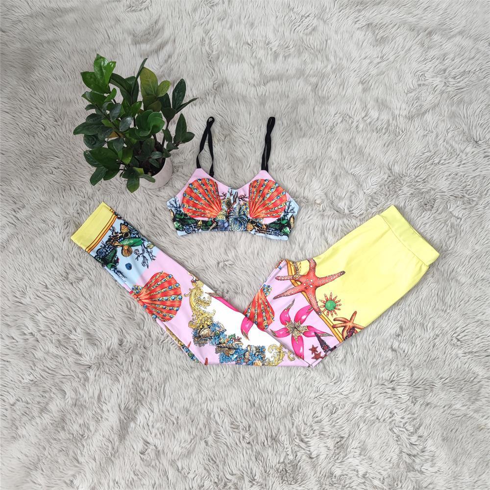 Pantaloni stampati alla moda sexy, completo casual a due pezzi