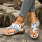 Sandali con zeppa e fibbia sul retro con fiori, casual, da donna
