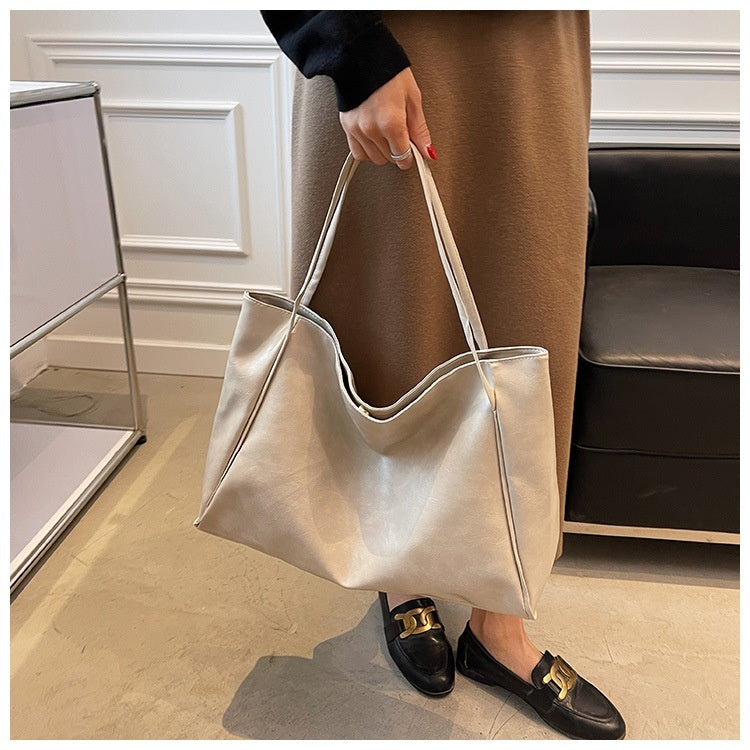 Capacity Leather Shoulder Bag Shopper Harajuku Simple Handbag