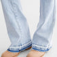 Women's High Waist Button Row Elastic Denim Pants