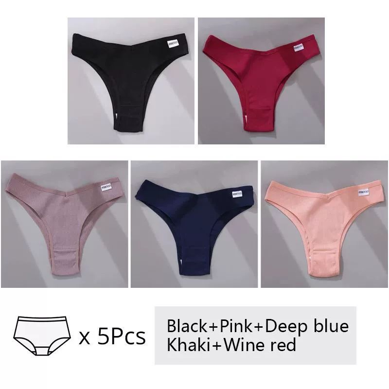 Set da 5 pezzi di mutandine da donna in cotone, intimo M-XL Comfo