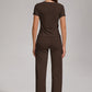 Women's Casual Sports Two-piece Set With V-neck Button