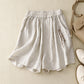 Pantaloncini in lino e cotone con ricamo vintage alla moda femminile