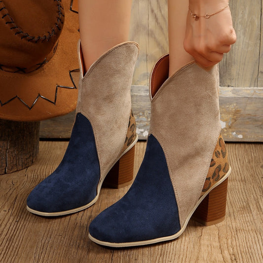 Absatzstiefeletten mit halbhohem Absatz für Damen Herbst- und Winterschuhe