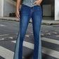 Fashion Stitching Contrast Color Denim Bell-bottom Pants Women