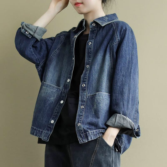 Simple Plus Size Loose Artistic Long Sleeve Coat