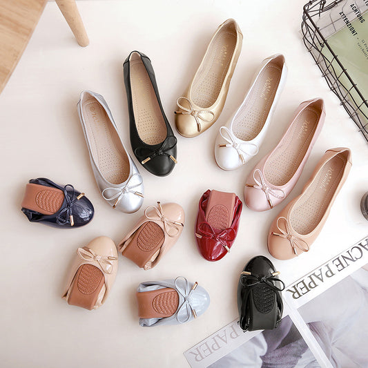 Foldable Ballet Shoes Soft Bottom Gommino Shallow Mouth Work Foreign Trade Cross-border