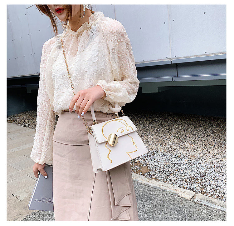 Borsa quadrata piccola ricamata alla moda