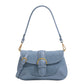 Borsa da ascellare retrò blu denim da donna
