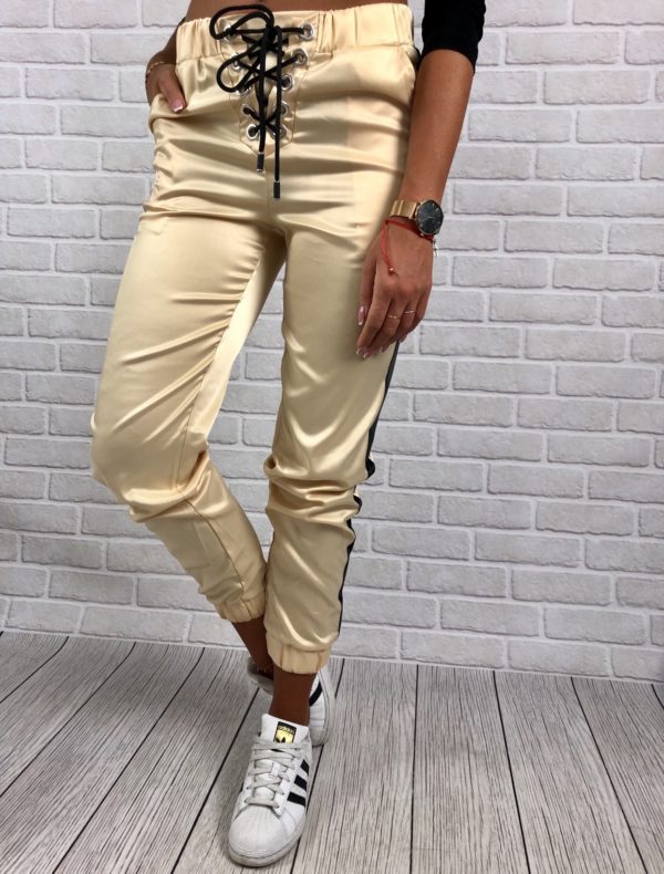 Contrast stitching trendy pants