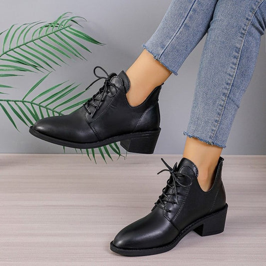 Autumn And Winter Plus Size Women's Wedge Temu Vintage Leather Shoes