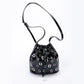 Suede Rivet Bucket Bag Hollow Crossbody Bag