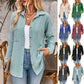 Camicia a maniche lunghe con tasca a contrasto a righe