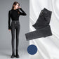 Women's high waist stretch jeans with small feet autumn