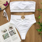 Ladies split swimsuit with metal buckle