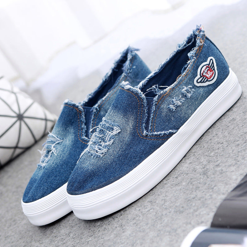 Scarpe estive in tela da donna, mocassini spessi, da cowboy, da studente, da pedalare, scarpe pigre, casual, da donna