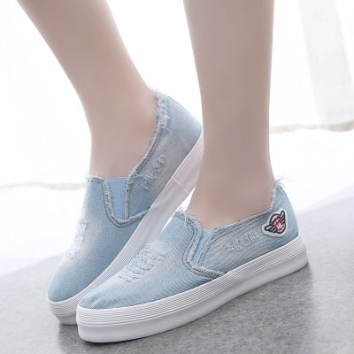 Scarpe estive in tela da donna, mocassini spessi, da cowboy, da studente, da pedalare, scarpe pigre, casual, da donna