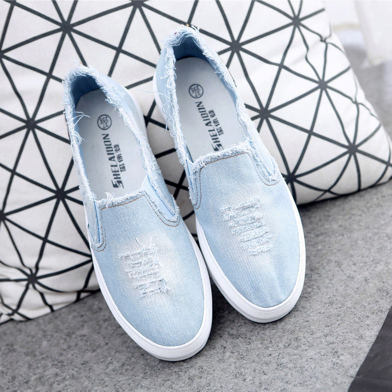 Scarpe estive in tela da donna, mocassini spessi, da cowboy, da studente, da pedalare, scarpe pigre, casual, da donna