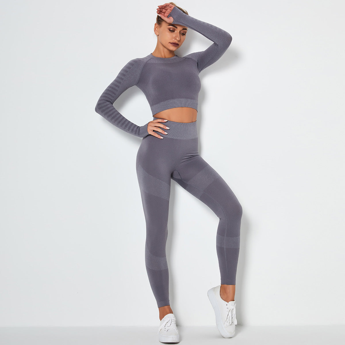 Seamless knitted high-stretch yoga sleeve slim long sleeves