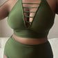 Plump Girls Plus Size Einfarbig Hohl Kreuz Schultergurt Verstellbar Neckholder Bikini